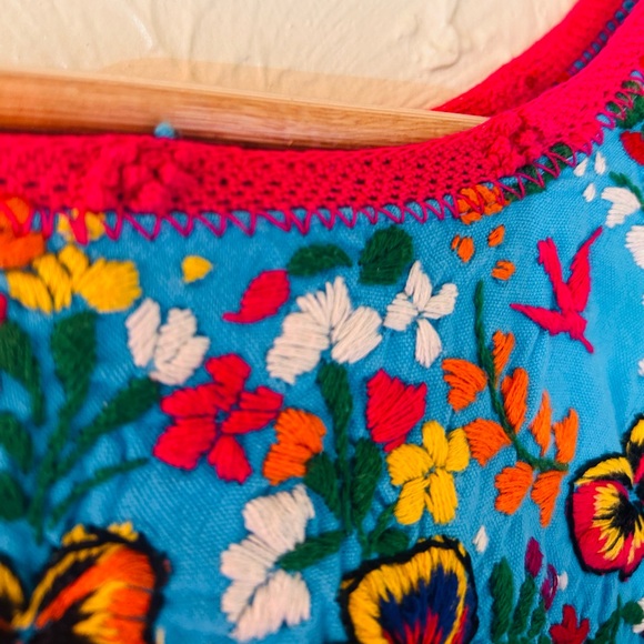 Bohemian Vintage Floral Embroidered Mexican Folk Tunic ✨ size Large 10/12 - Picture 5 of 8
